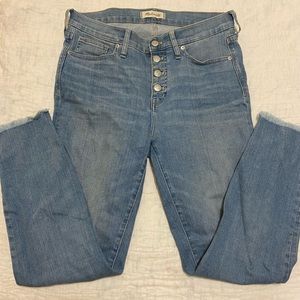 Madewell High Rise Button-fly Jeans, Medium Wash, 9” Rise, Frayed Hem